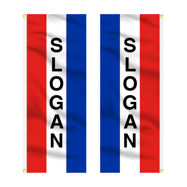 8x3 Vertical Tricolor Message Flag - Doubled Sided